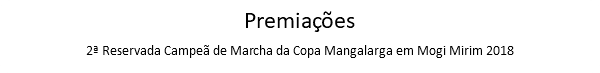 Premiações 2ª Reservada Campeã de Marcha da Copa Mangalarga em Mogi Mirim 2018